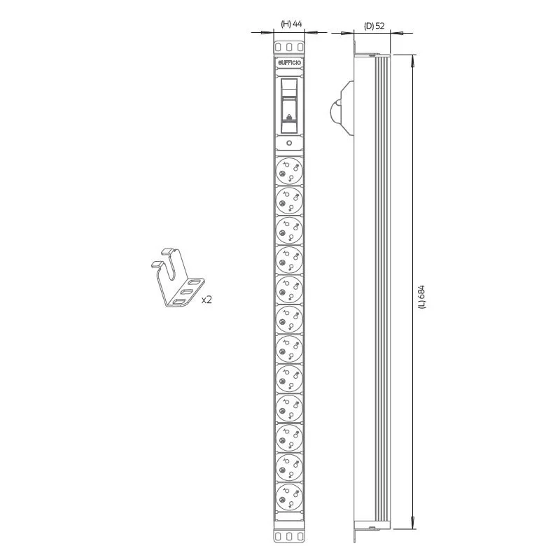 Блок распределения питания PDU 12 Ports PDU ISR 3Pin Saeconn with MCB PDU-12-S Блок распределения питания PDU 12 Ports PDU ISR 3Pin Saeconn with MCB PDU-12-S