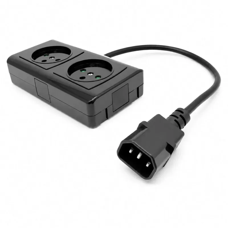Разветвитель Питания для Бесперебойника UPS Power Splitter C14 to 2 Israeli Sockets black CABLE-708-2