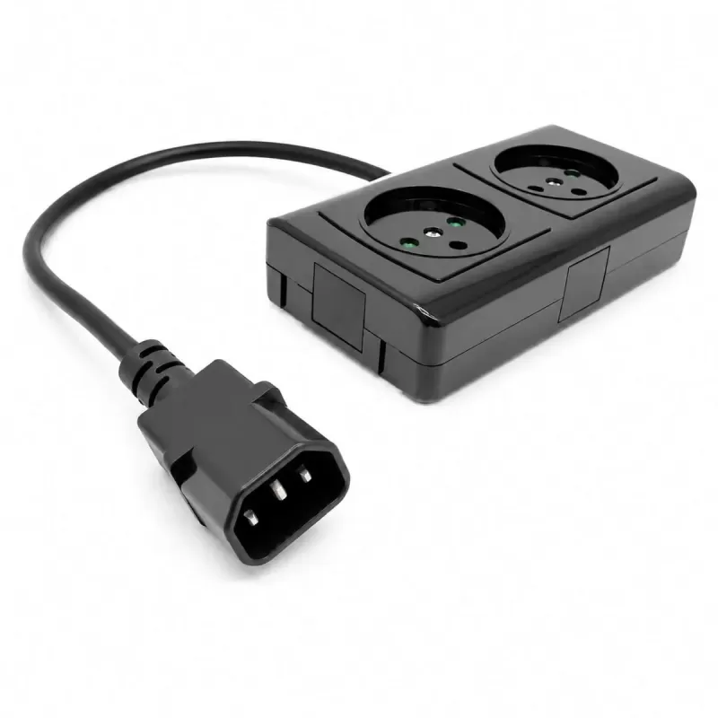 Разветвитель Питания для Бесперебойника UPS Power Splitter C14 to 2 Israeli Sockets black CABLE-708-2