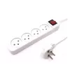 4-outlet power splitter with extension cord Luggar 4 Power Multi Soket 1.5x3mm 3m + power switch XS-MS-43 Color:white