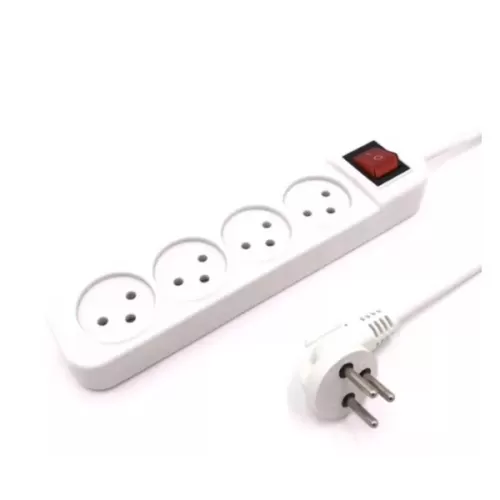 4-outlet power splitter with extension cord Luggar 4 Power Multi Soket 1.5x3mm 3m + power switch XS-MS-43 Color:white