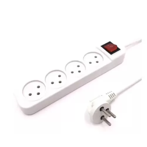 4-outlet power splitter with extension cord Luggar 4 Power Multi Soket 1.5x3mm 3m + power switch XS-MS-43 Color:white