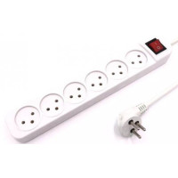 רב שקע Luggar 6 Power Multi Soket 1.5x3mm 1m + power swith XS-MS-61 צבע לבן..