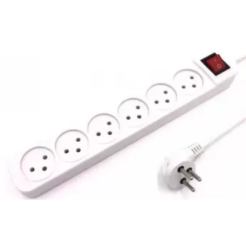 Multi Soket Luggar 6 Power Multi Soket 1.5x3mm 1m + power swith XS-MS-61 Color:white