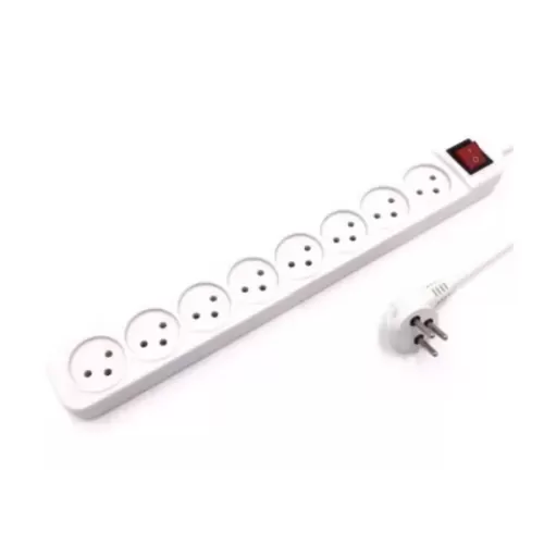 8-outlet power splitter with extension cord Luggar 8 Power Multi Soket 1.5x3mm 3m + power switch XS-MS-83 Color:white