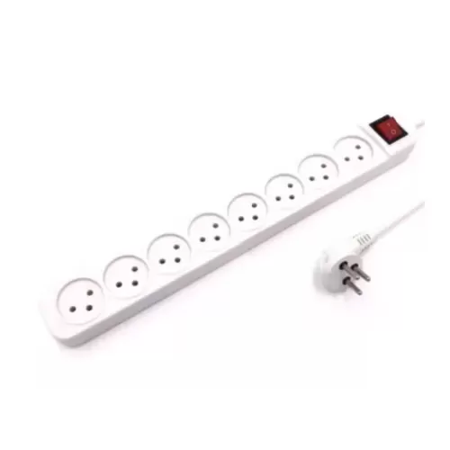 8-outlet power splitter with extension cord Luggar 8 Power Multi Soket 1.5x3mm 1m + power swith XS-MS-81 Color:white