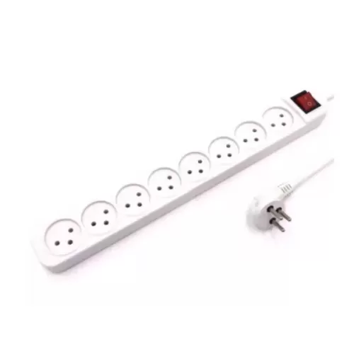 8-outlet power splitter with extension cord Luggar 8 Power Multi Soket 1.5x3mm 1m + power swith XS-MS-81 Color:white