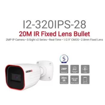 מצלמת צינור Provison IP 2MP 3.6mm Fixed IP67 SD Card 20m IR I2-320IPSN-36 צבע לבן