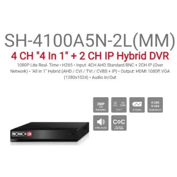 מכשיר הקלטה Provison Provision AHD SH-4100A5N-2L 2MP LITE Audio In/Out SH-4100A5N-2L(MM) צבע שחור