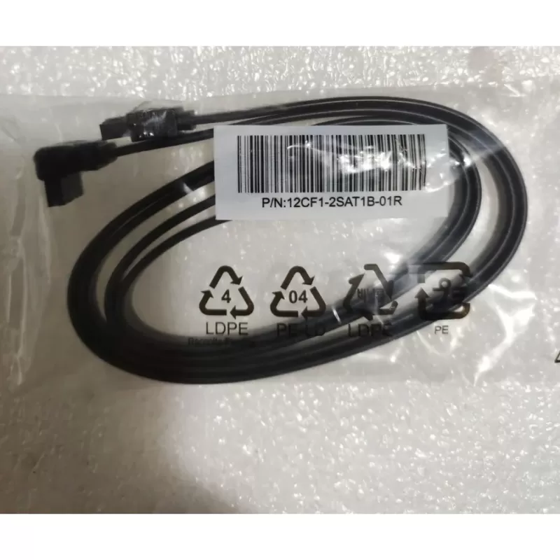 Pair of cables 2 PCS Cable SATA Data Cable 6Gbps 90 Deg. Black With Clip E-SATA-6G-90 12CF1-2SAT1B-01R Color:black