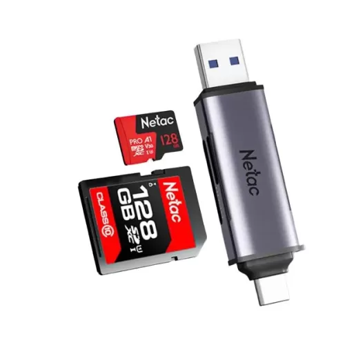 Card Readers Netac WK13 USB3.0+TYPE-C Msd/SD NT09WK13-30GR Color:gray