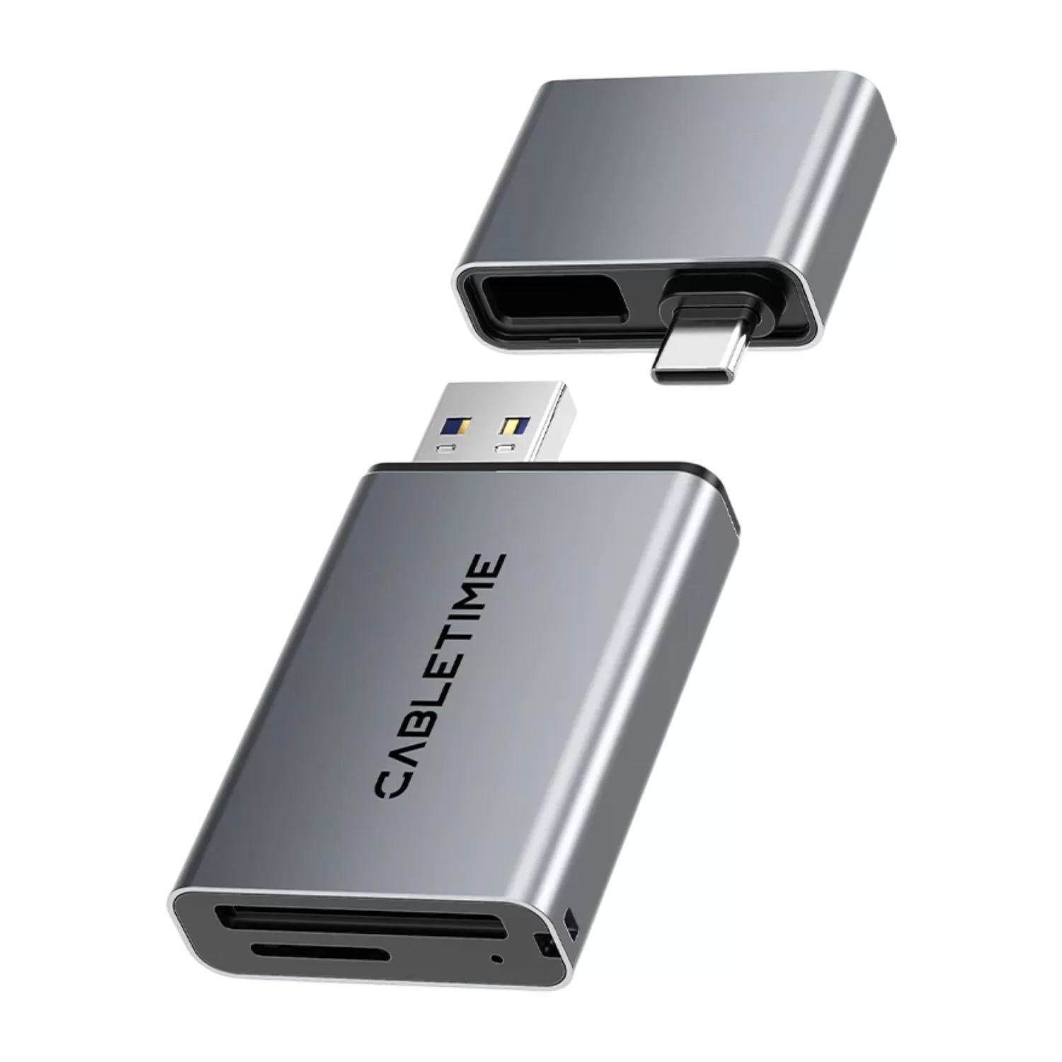 Картридер CABLETIME 3-IN-1 USB-A+C to SD|microSD 312Mb/s 4.0 CB49G Цвет:серый
