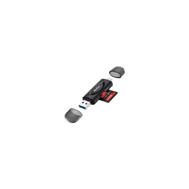 Картридер Netac WK14 USB3.0+TYPE-C Msd/SD черный NT09WK14-30BK