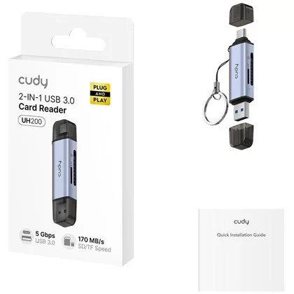 קורא כרטיסים CUDY 2-IN-1 Dual USB 3.0 SD/TF UH200