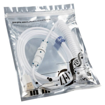 Cable Ducky USB-A ל-USB-C מסולסל Premicord Coiled - white Cable Ducky USB-A ל-USB-C מסולסל Premicord Coiled - white