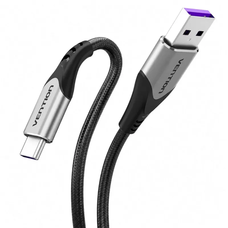 כבל Vention USB-A to USB-C 5A/40W Super Charge 1m Cable צבע שחור