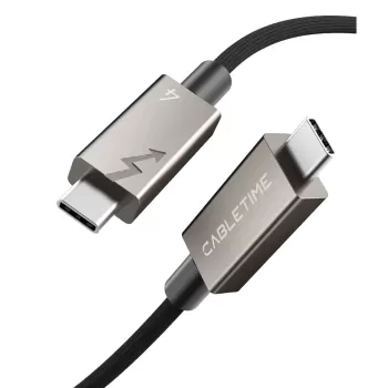 כבל CABLETIME USB-C 4.0 8K/60Hz 40Gbps 240W 2m צבע שחור, כסוף