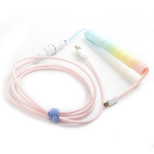 Cable Ducky USB-A ל-USB-C מסולסל Coiled Color:Cotton Candy Pink