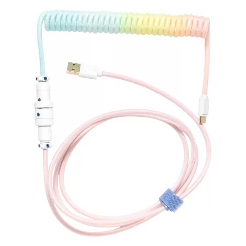 Кабель Ducky USB-A to USB-C Coiled - Cotton Candy 1.8m Цвет:Розовый «Сахарная вата»