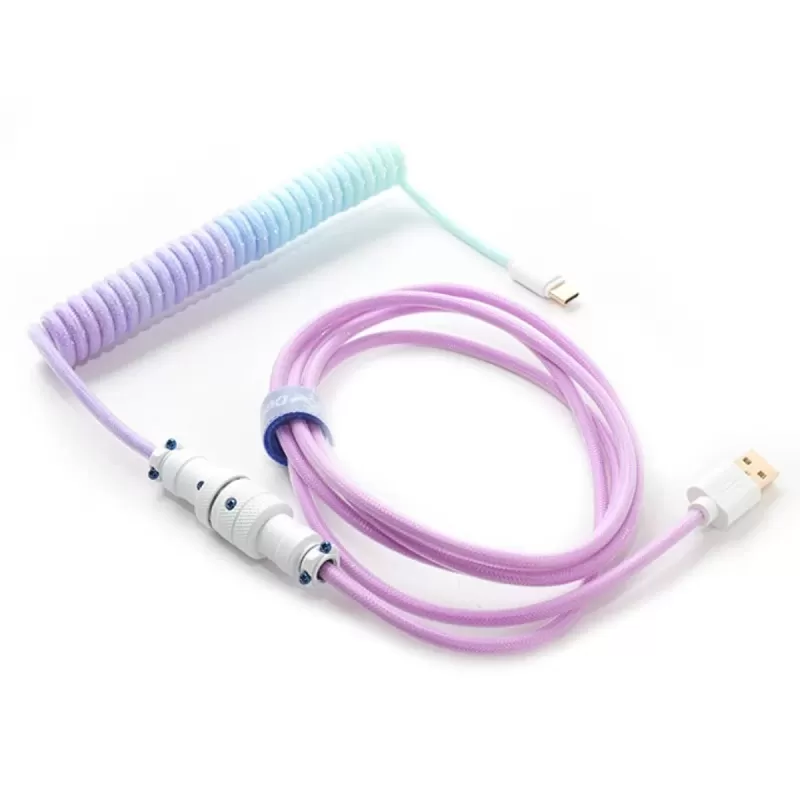כבל Ducky USB-A to USB-C Coiled - Azure 1.8m צבע סגול