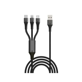 כבל טעינה Silver Line 3 to lightning, micro usb and type-c 1.5m צבע כסוף
