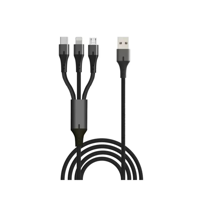 Charging cable Silver Line 3 to lightning, micro usb and type-c 1.5m Color:silver