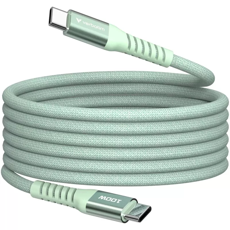 Кабель Verbatim Sync & Charge Magnetic USB-C to USB-C 100W 1.2m green