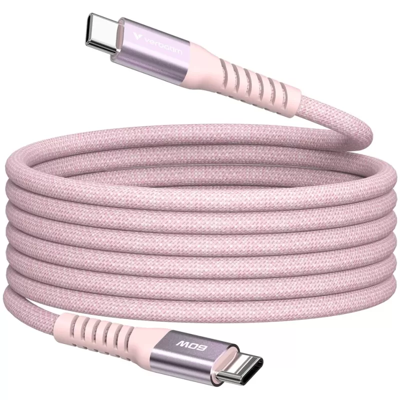 Cable Verbatim Sync & Charge Magnetic Cable USB-C to USB-C 60W 1.2m pink