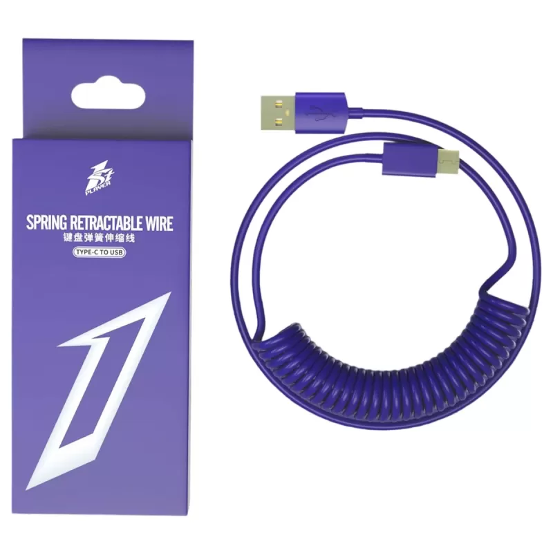 Cable 1St Player 1StPlayer USB-A to USB-C Spring up to 2.5m Purple Blue Color:blue purple Cable 1St Player 1StPlayer USB-A to USB-C Spring up to 2.5m Purple Blue Color:blue purple