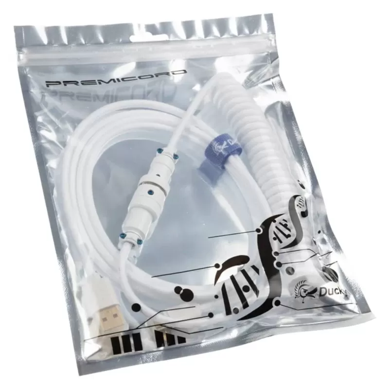 Cable Ducky USB-A -USB-C Premicord Coiled - white