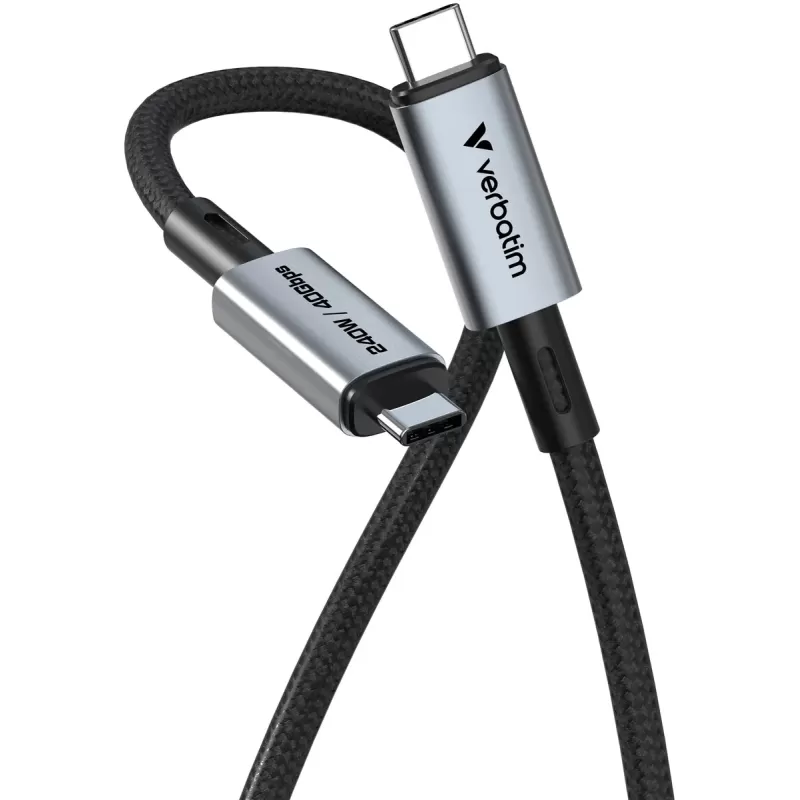 Cable Verbatim Sync & Charge USB4 USB-C to USB-C 240W 40Gbps 1.2m Color:black Cable Verbatim Sync & Charge USB4 USB-C to USB-C 240W 40Gbps 1.2m Color:black