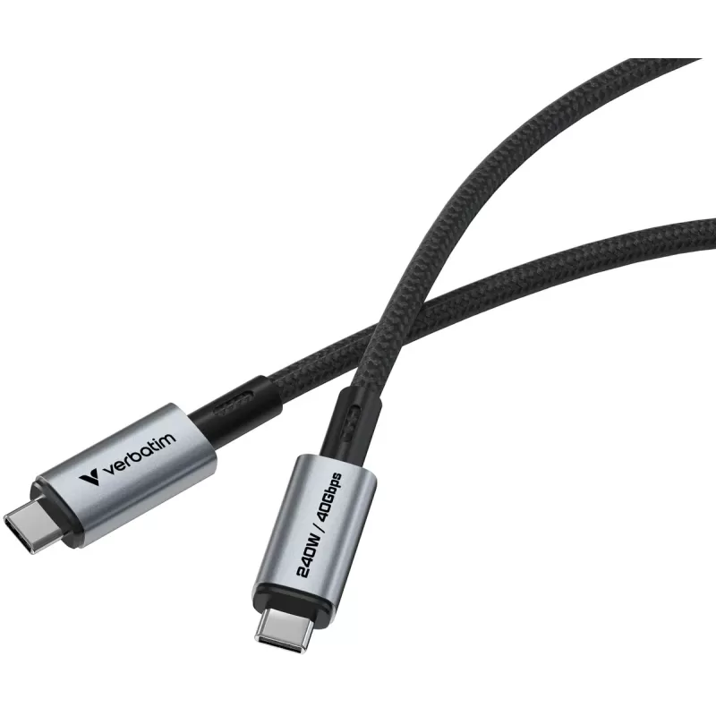 Cable Verbatim Sync & Charge USB4 USB-C to USB-C 240W 40Gbps 1.2m Color:black Cable Verbatim Sync & Charge USB4 USB-C to USB-C 240W 40Gbps 1.2m Color:black