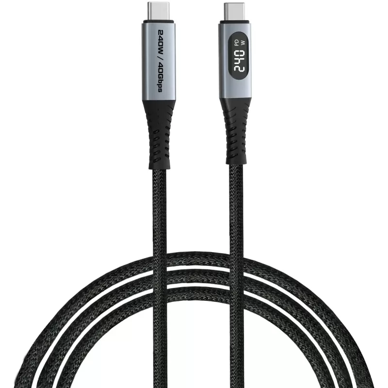 Cable Verbatim Sync & Charge USB4 USB-C to USB-C 240W 40Gbps 1.2m with Power Display Color:black Cable Verbatim Sync & Charge USB4 USB-C to USB-C 240W 40Gbps 1.2m with Power Display Color:black