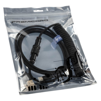 Кабель Ducky USB-A to USB-C Premicord Coiled - Phantom Цвет:черный Кабель Ducky USB-A to USB-C Premicord Coiled - Phantom Цвет:черный