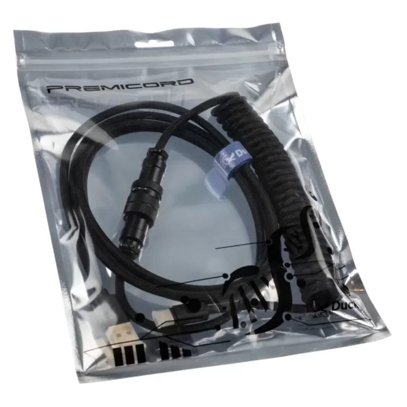 Cable Ducky USB-A to USB-C Premicord Coiled - Phantom Color:black Cable Ducky USB-A to USB-C Premicord Coiled - Phantom Color:black