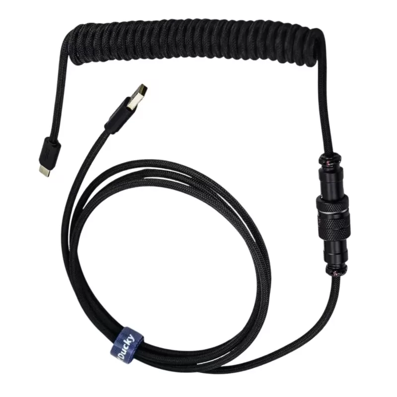 Cable Ducky USB-A to USB-C Premicord Coiled - Phantom Color:black Cable Ducky USB-A to USB-C Premicord Coiled - Phantom Color:black