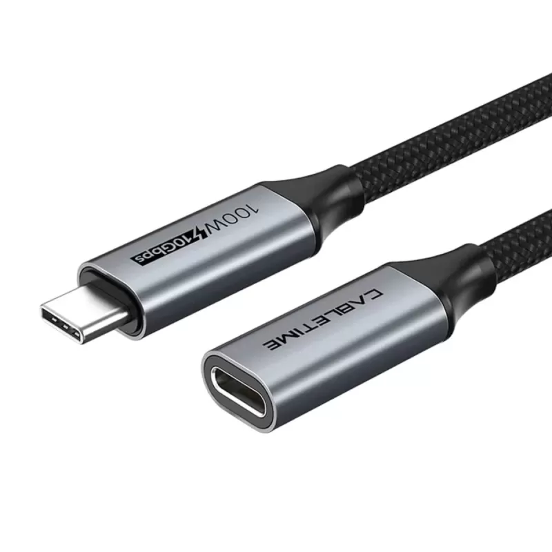 Extension cord CABLETIME USB-C (M) to USB-C (F) USB3.1Gen2 10Gbps PD100W 0.5m Color:black Extension cord CABLETIME USB-C (M) to USB-C (F) USB3.1Gen2 10Gbps PD100W 0.5m Color:black