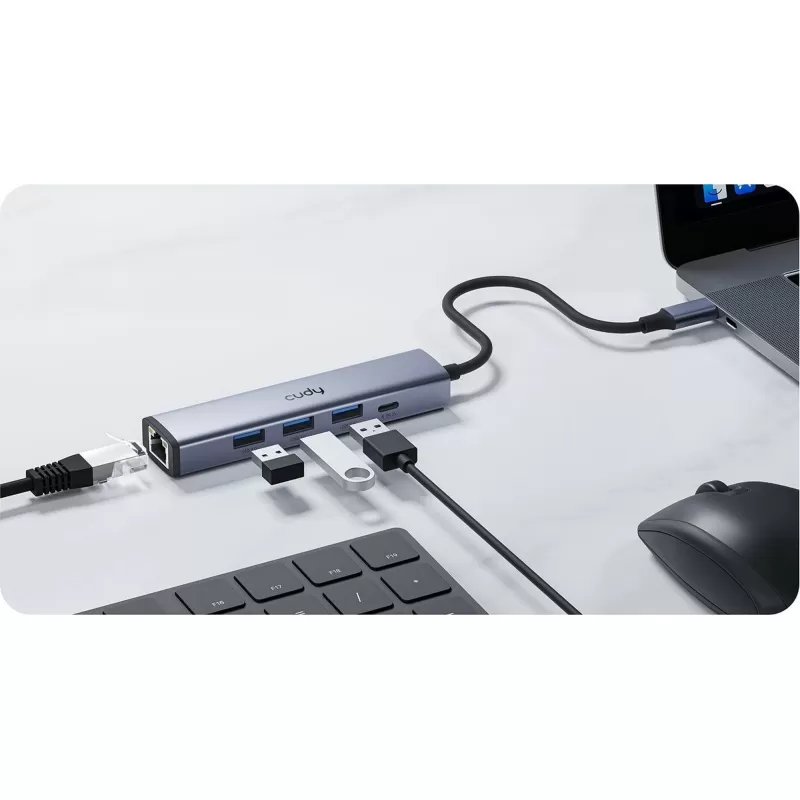 Разветвитель USB CUDY 5-IN-1 USB Hub with GbE UH605 Цвет:Серебристо-серый Разветвитель USB CUDY 5-IN-1 USB Hub with GbE UH605 Цвет:Серебристо-серый