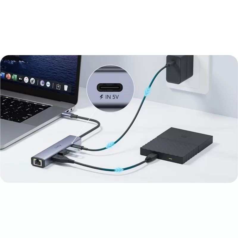 Разветвитель USB CUDY 5-IN-1 USB Hub with GbE UH605 Цвет:Серебристо-серый Разветвитель USB CUDY 5-IN-1 USB Hub with GbE UH605 Цвет:Серебристо-серый