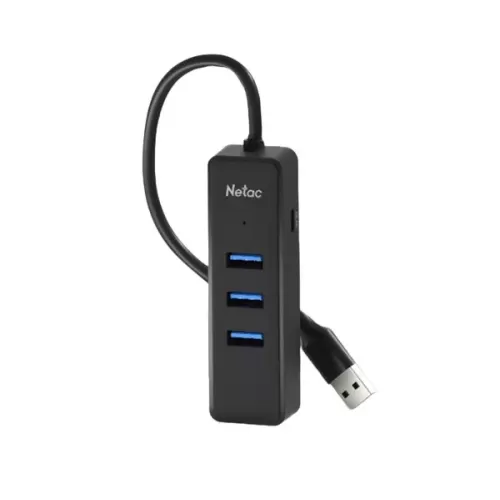 מפצל USB Netac 1GB Net card and aplitter usb 3.0 NT08WF12-30BK צבע שחור