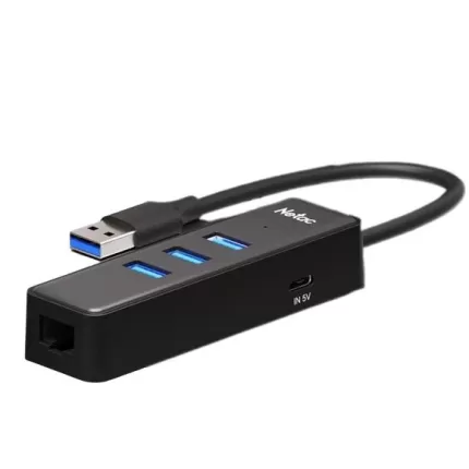 מפצל USB Netac 1GB Net card and aplitter usb 3.0 NT08WF12-30BK צבע שחור