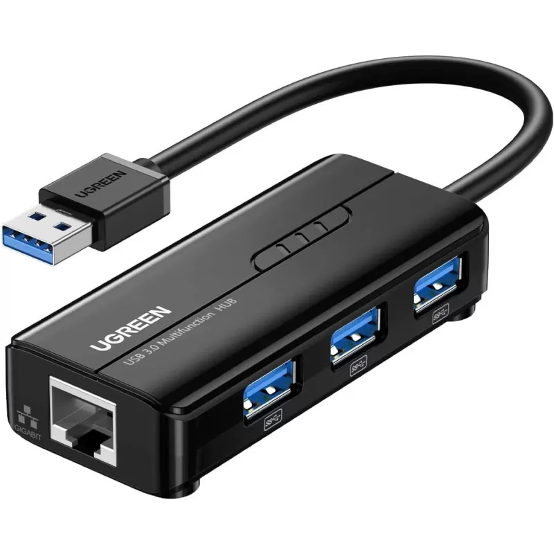 מפצל USB UGREEN USB-A to USB-A3.0 x3 + 1G LAN Hub 20265 צבע שחור