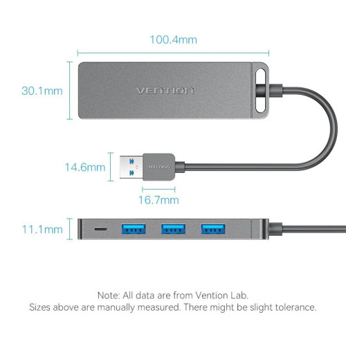 Разветвитель USB Vention USB-A 3.0 to USB-Ax4 with 1m MicroUSB Optional Power