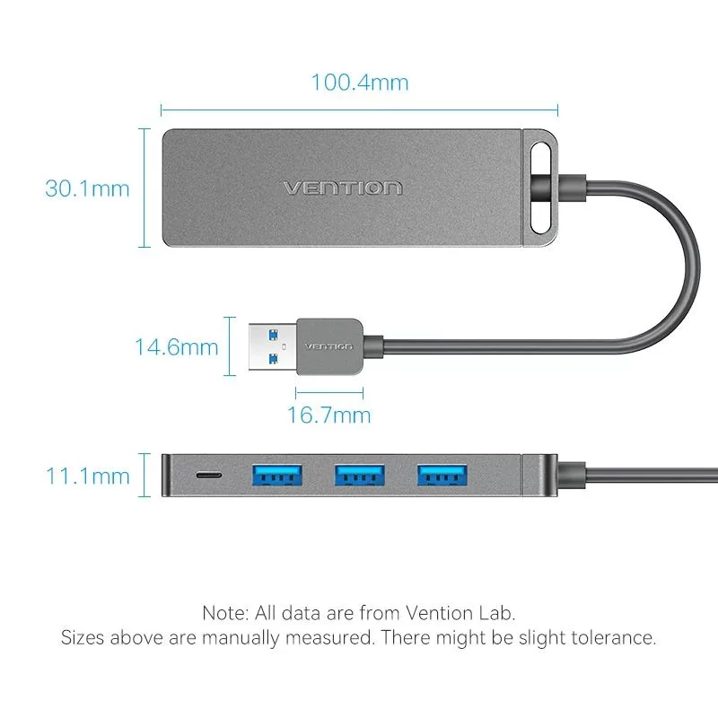 Разветвитель USB Vention USB-A 3.0 to USB-Ax4 with 1m MicroUSB Optional Power Hub CHLBF