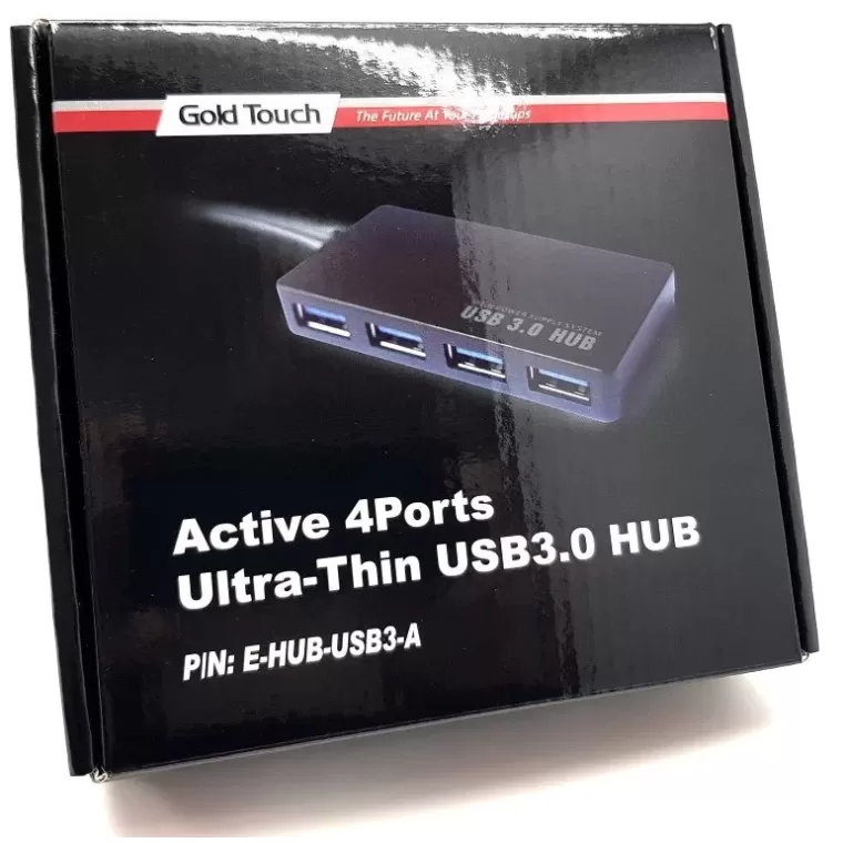 USB Splitter Gold Touch ACTIVE Ultra Thin USB3.0 HUB - 4Ports E-HUB-USB3-A Color:black USB Splitter Gold Touch ACTIVE Ultra Thin USB3.0 HUB - 4Ports E-HUB-USB3-A Color:black