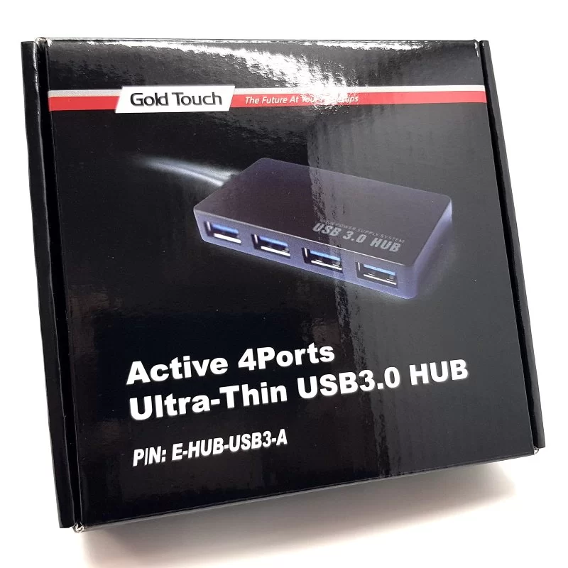 USB Splitter Gold Touch ACTIVE Ultra Thin USB3.0 HUB - 4Ports E-HUB-USB3-A Color:black USB Splitter Gold Touch ACTIVE Ultra Thin USB3.0 HUB - 4Ports E-HUB-USB3-A Color:black