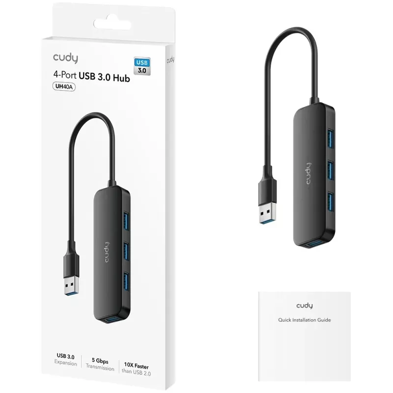 Разветвитель USB CUDY UH40A 4-Port USB 3.0 Hub UH40A