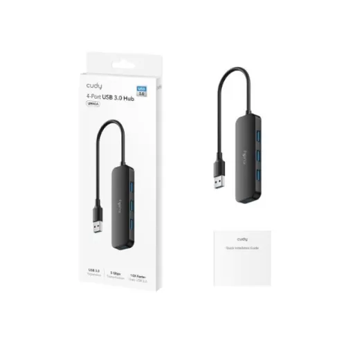 USB Splitter CUDY USB UH40A USB3.0 4-PORTS HUB CD-UH40A Color:black