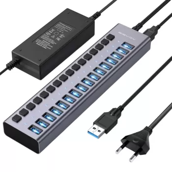 USB Splitter ACASIS USB-A to 16-Ports USB-A 3.1 10Gbps 96W HUB AC-HS716 USB Splitter ACASIS USB-A to 16-Ports USB-A 3.1 10Gbps 96W HUB AC-HS716