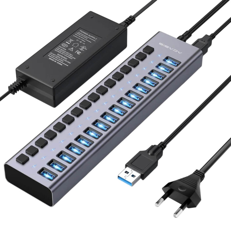 Разветвитель USB ACASIS USB-A to 16-Ports USB-A 3.1 10Gbps 96W HUB AC-HS716